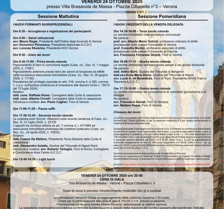 . CONVEGNO NAZIONALE ACDC 24/10/2025 . ASSEMBLEA NAZIONALE 25/10/2025