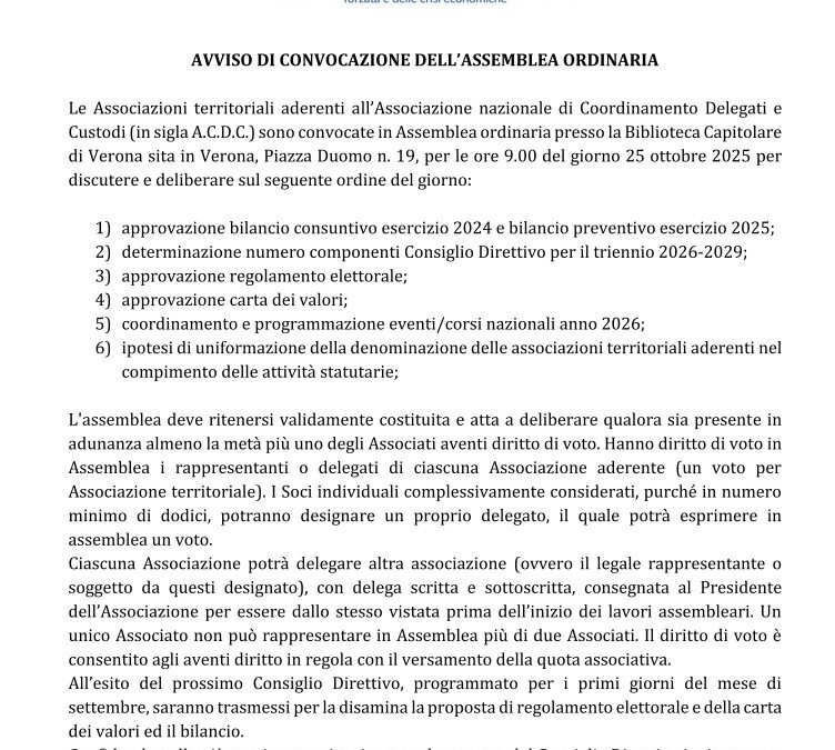 CONVOCAZIONE ASSEMBLEA 2025